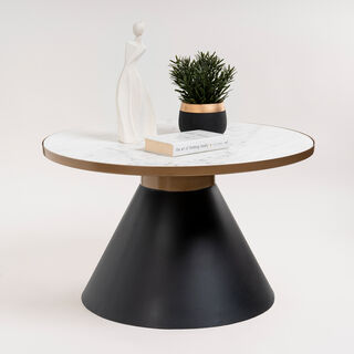 White Marble Coffee Table With Black Base