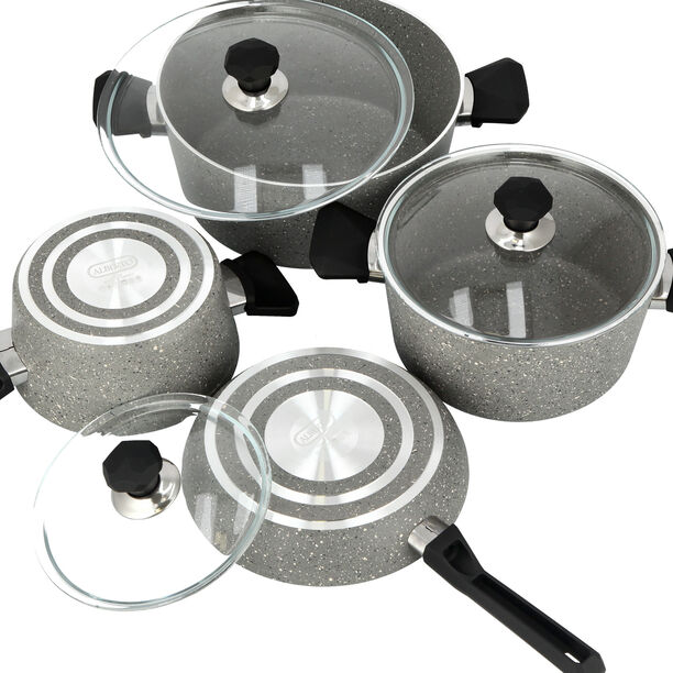 7 Pcs Granite Cookware Set Grey image number 3