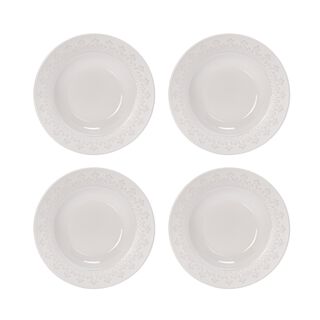 La Mesa 4 Pieces Soup Plate Calligraphy Pearl