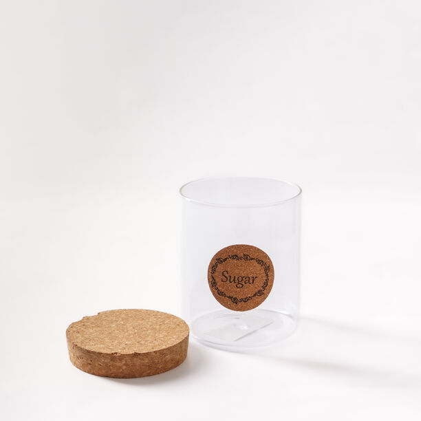 Alberto glass storage jar with cork lid & sugar sticker image number 2