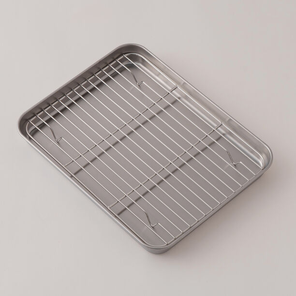 Alberto Stainless Steel Baking Tray With Grill 42*28*32Cm, Silver image number 2