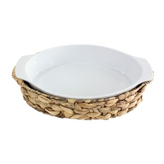La Mesa Oven/Serving Oval Dish With Rattan Basket