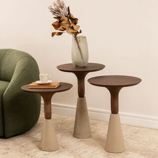 هومز لوي طاولة جانبية مع قاعدة خرسانية، بني 40*40*60 سم