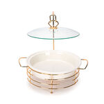 Round Food Warmer With Candle Stand Silver 12" image number 1