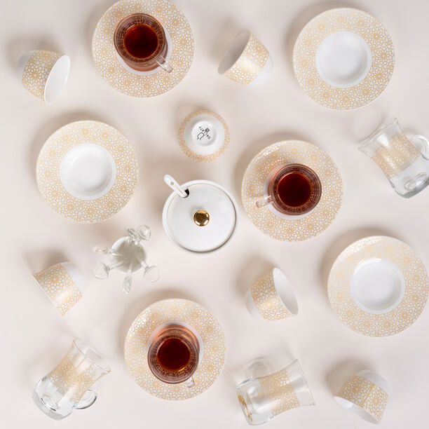 Zukhroof 28 Pieces Porcelain Tea And Coffee Set Othmani Yellow  image number 7