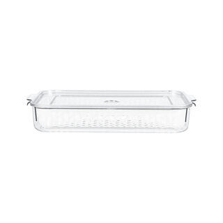 Alberto transparent acrylic fridge container with lid & inner basket 3L
