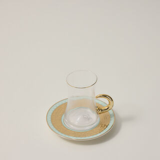 Dallaty white with fayrouz and gold prints Tea and coffee cups set 28 pcs