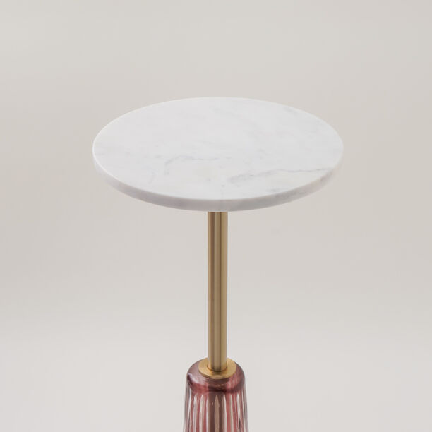 Homez marble side table 30*56cm, pink image number 2
