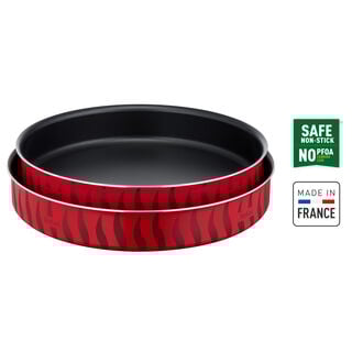 Tefal tempo flame non stick ovenware 2pcs in 28cm, 30cm, red