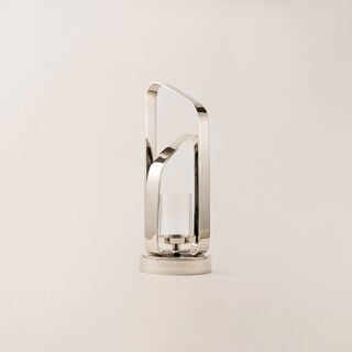 هومز حامل شموع ستانلس ستيل فضي 17*17*43 سم