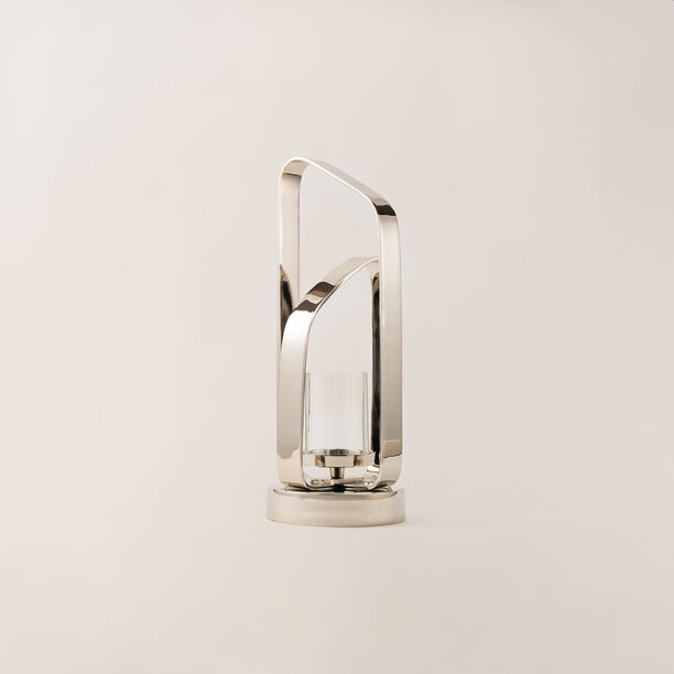 Homez silver stainless steel candle holder 17*17*43 cm image number 1