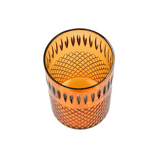 AMBER COLORED CRYSTAL TRASH BIN