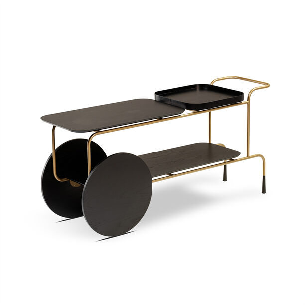 هومز لورنزو عربة تقديم، أسود مع ذهبي 170*80*50 سم image number 0