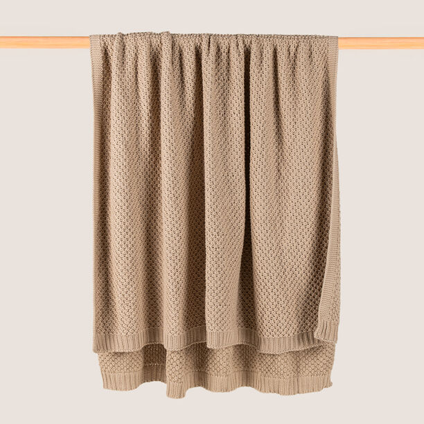 Boutique Blanche Loft 100% Cotton Knitted Throw Natural 130*180cm image number 2