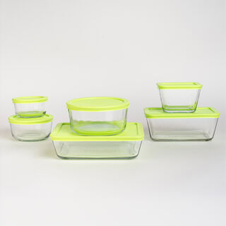 Kitchen classics transparent glass food storage set with lids 12 pcs