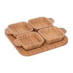 Bamboo Plate Set 4 Pieces With Base Tray image number 1