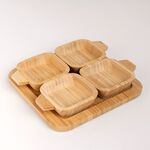 Bamboo Plate Set 4 Pieces With Base Tray image number 1