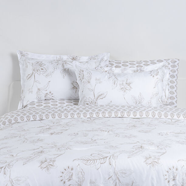 Cottage comfy floral 6pc comforter queen beige 200*240cm image number 1