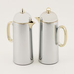 دلتي طقم دلة قطعتين ستانلس ستيل فضي لامع مع شامبين بسعة 1 لتر لكل قطعة image number 0