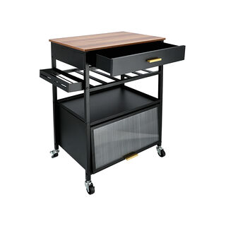 Alberto metal rolling black trolley with wheels 66.5*40*89 cm