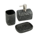 3 Pcs Polyresin Bath Set Terrazzo Black image number 1