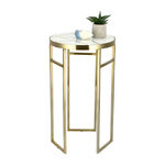 Side Table Round Marble And Metal White image number 1