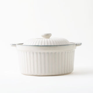 لا ميسا حافظة طعام بغطاء فخار 24.5*21*10.5سم، كريمي