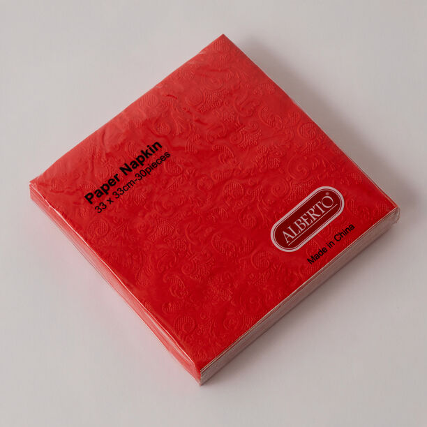 البرتو مناديل ورقية عبوة 30 قطعة، أحمر 33*33سم image number 0