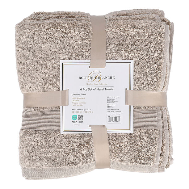 Boutique Blanche Beige 4 Piece Ultra Soft Hand Towel Set 50*100 Cm image number 2