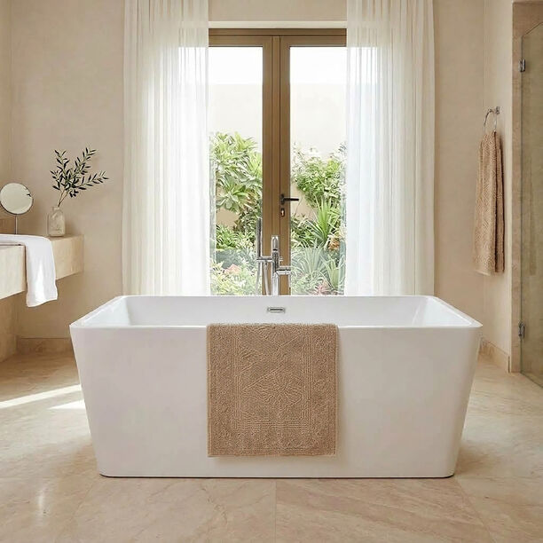 Boutique Blanche Diamond Jacquard 100% Cotton Bathmat 60*90Cm Natural image number 1