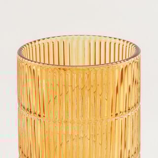 هومز فازة زجاج بني داكن مضلّع 14*14*27.6 سم