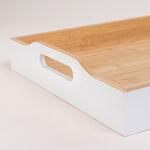 Dallaty white bamboo serving tray 47*34*7 cm image number 2