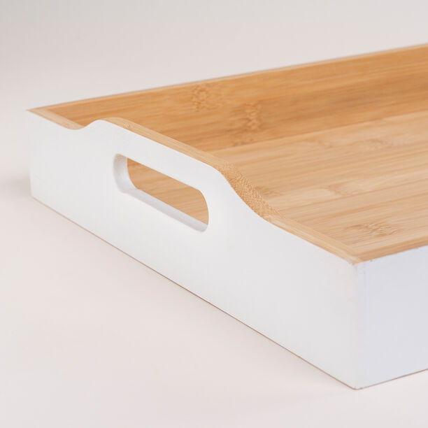 Dallaty white bamboo serving tray 47*34*7 cm image number 2