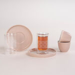 Dallaty beige glass and porcelain Tea and coffee cups set 18 pcs image number 0