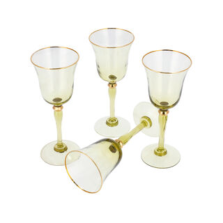 Anceints Set Of 4 Clear Juice Glass With Hony Luster