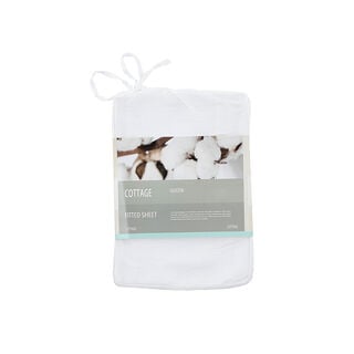 Cottage white cotton fitted sheet َqueen size