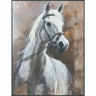 Homez canvas wall art framed horse, white 90*120cm