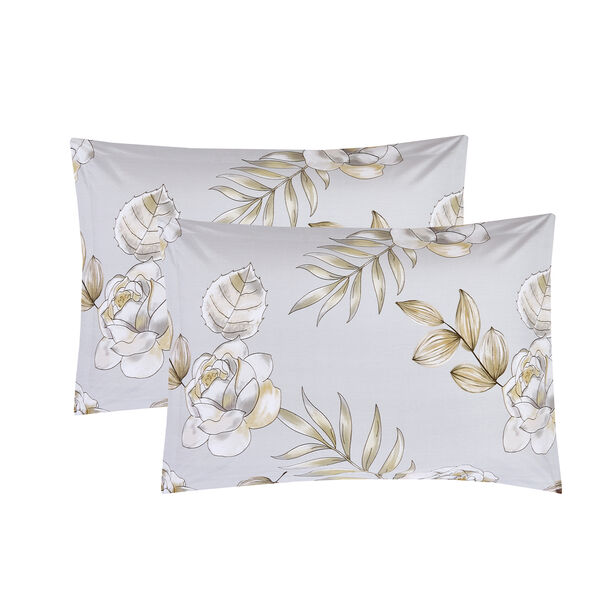 Unique home 6pc grey floral super king cotton comforter set 260*240cm image number 4