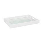 1Pc White Blue Wood Tray 38*28cm image number 2