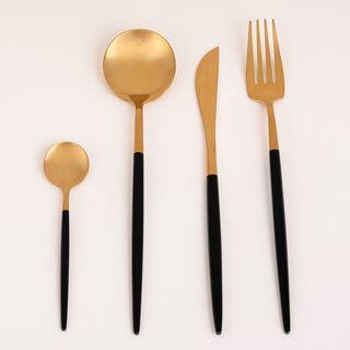 La Mesa Cutlery Set 16 Pieces Gold And Black Casa Blanca
