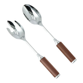 Cadiz Chrome Plated Salad Servers Pronged Fork And Spoon