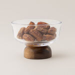 Dallaty glass date bowl with wooden base, 14*14*8cm image number 0