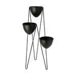 Planter Set Of 3 With Stand Metal Black image number 0