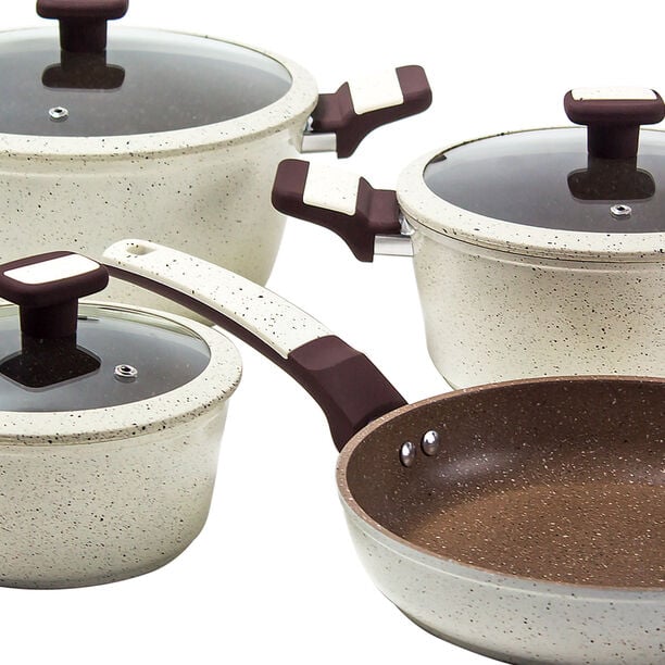 Alberto Stone Series 7 Pieces Cookware Set Cream Color  image number 2