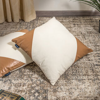 Cottage Cotton and Rexine Cushion 50 * 50 cm White