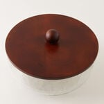 Alberto 1500ml clear hammered glass storage box with wooden lid image number 1