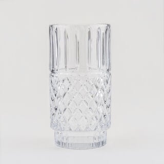 هومز فازة زجاج فضي بنقشة ماسية 14*14*27.6 سم