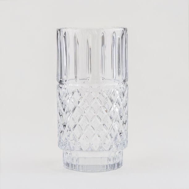 هومز فازة زجاج فضي بنقشة ماسية 14*14*27.6 سم image number 0