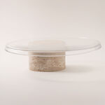 La Mesa cake stand with travertine stone base and glass plate dia 30cm image number 0