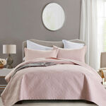 Boutique blanche cotton embroidered bed spread full 2 pcs set peach 240*160cm image number 0